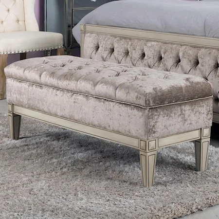 Upholstered Storage Bench with Tufting